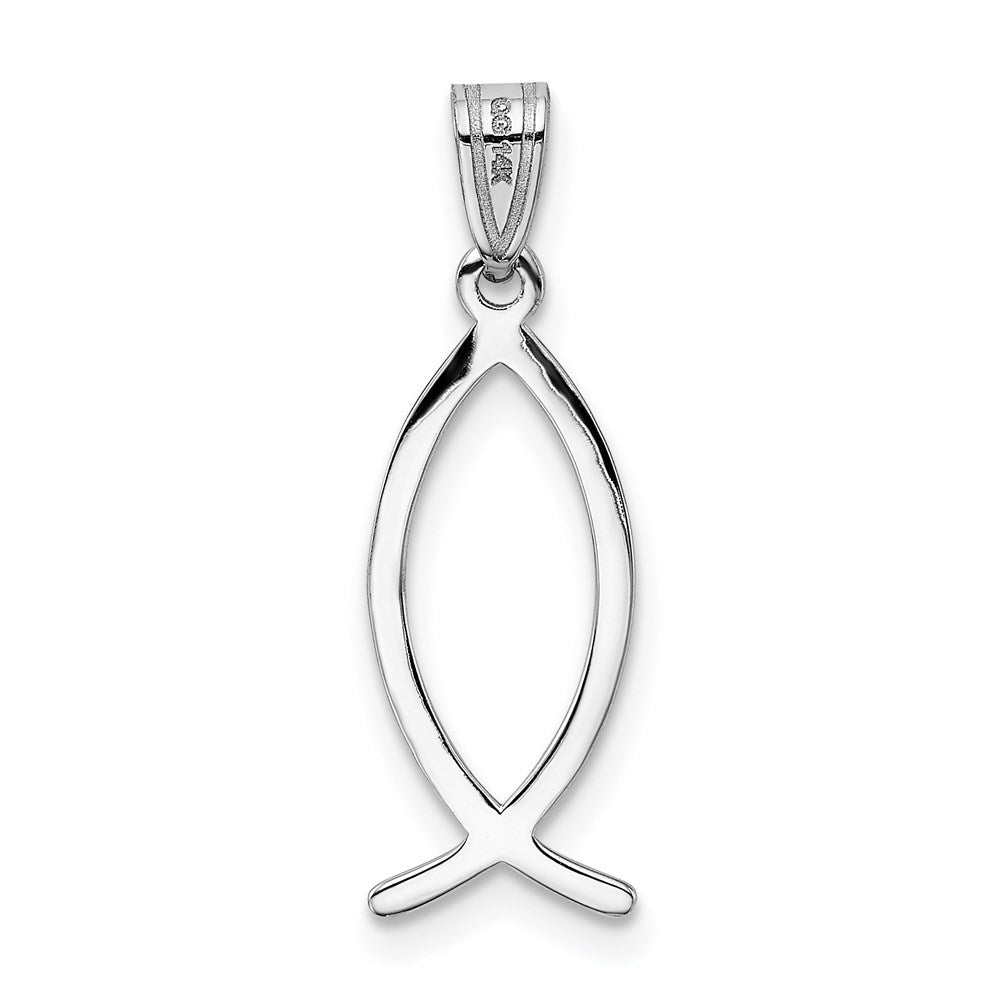 FJC Finejewelers 14 kt White Gold Ichthus Fish Charm 23 mm x 8 mm