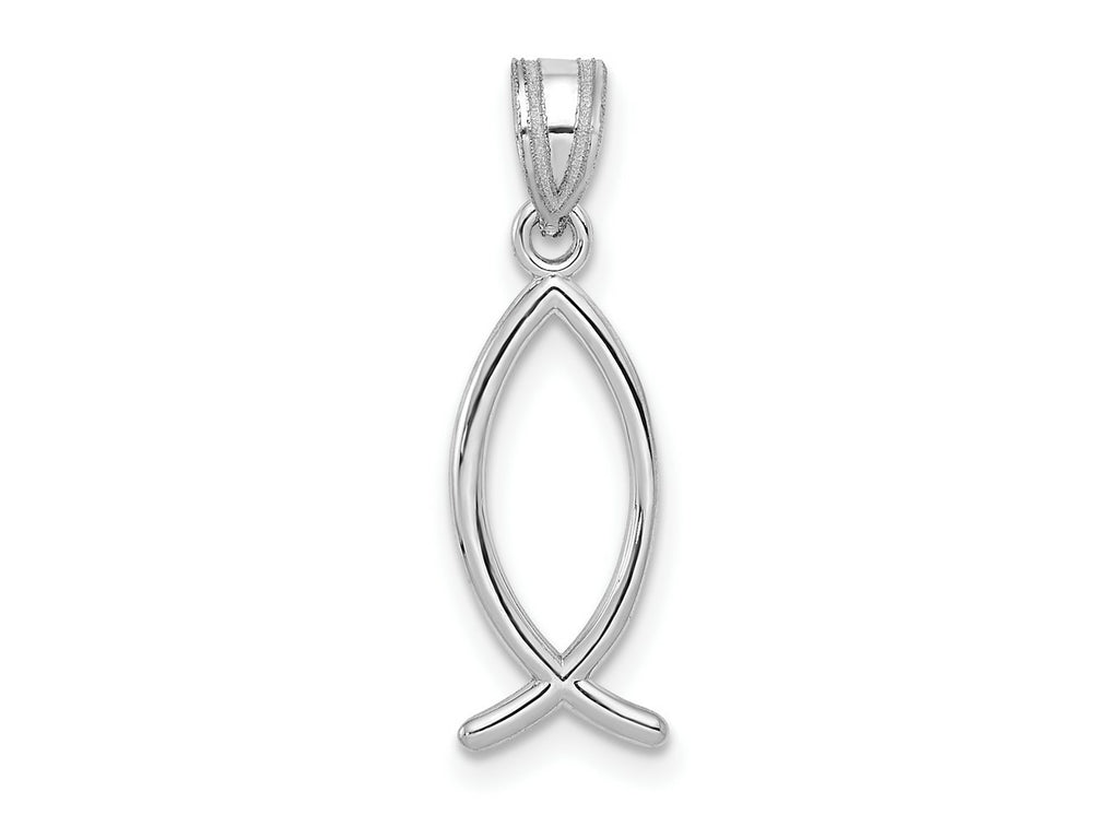 FJC Finejewelers 14 kt White Gold Ichthus Fish Charm 23 mm x 8 mm