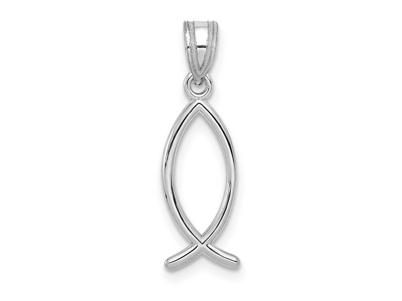 FJC Finejewelers 14 kt White Gold Ichthus Fish Charm 23 mm x 8 mm