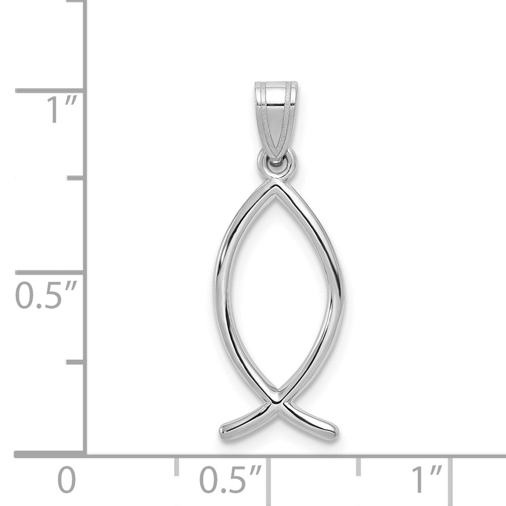 FJC Finejewelers 14 kt White Gold Ichthus Fish Charm 26 mm x 9 mm
