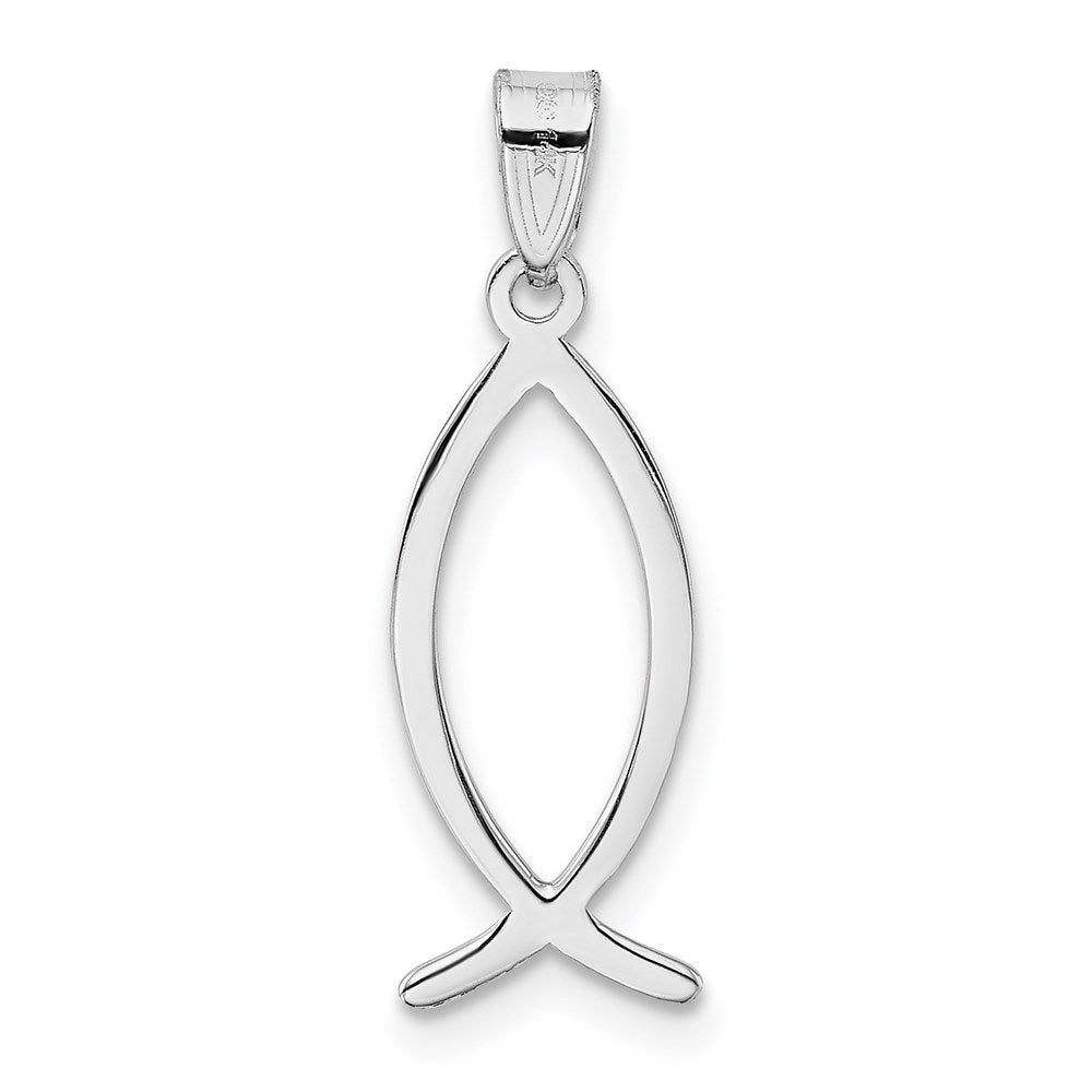 FJC Finejewelers 14 kt White Gold Ichthus Fish Charm 26 mm x 9 mm