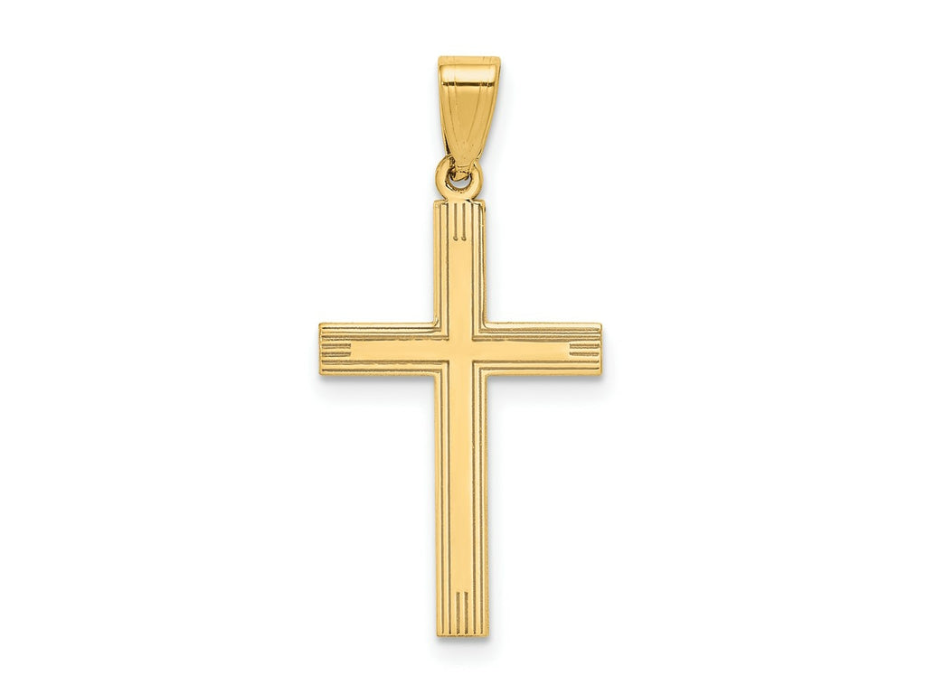 FJC Finejewelers 14 kt Yellow Gold Polished Laser Etched Cross Charm 28 x 15 mm