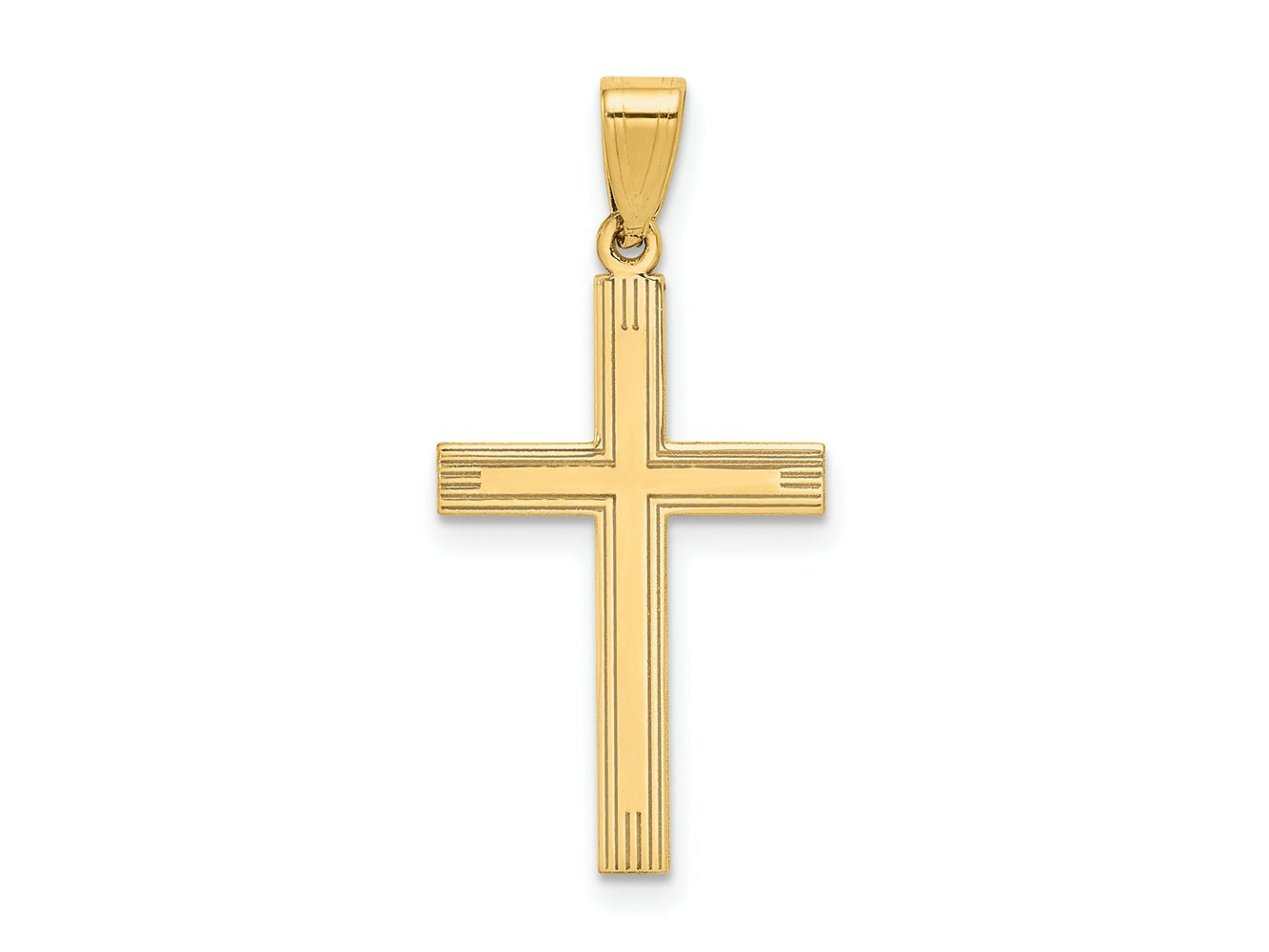 FJC Finejewelers 14 kt Yellow Gold Polished Laser Etched Cross Charm 28 x 15 mm