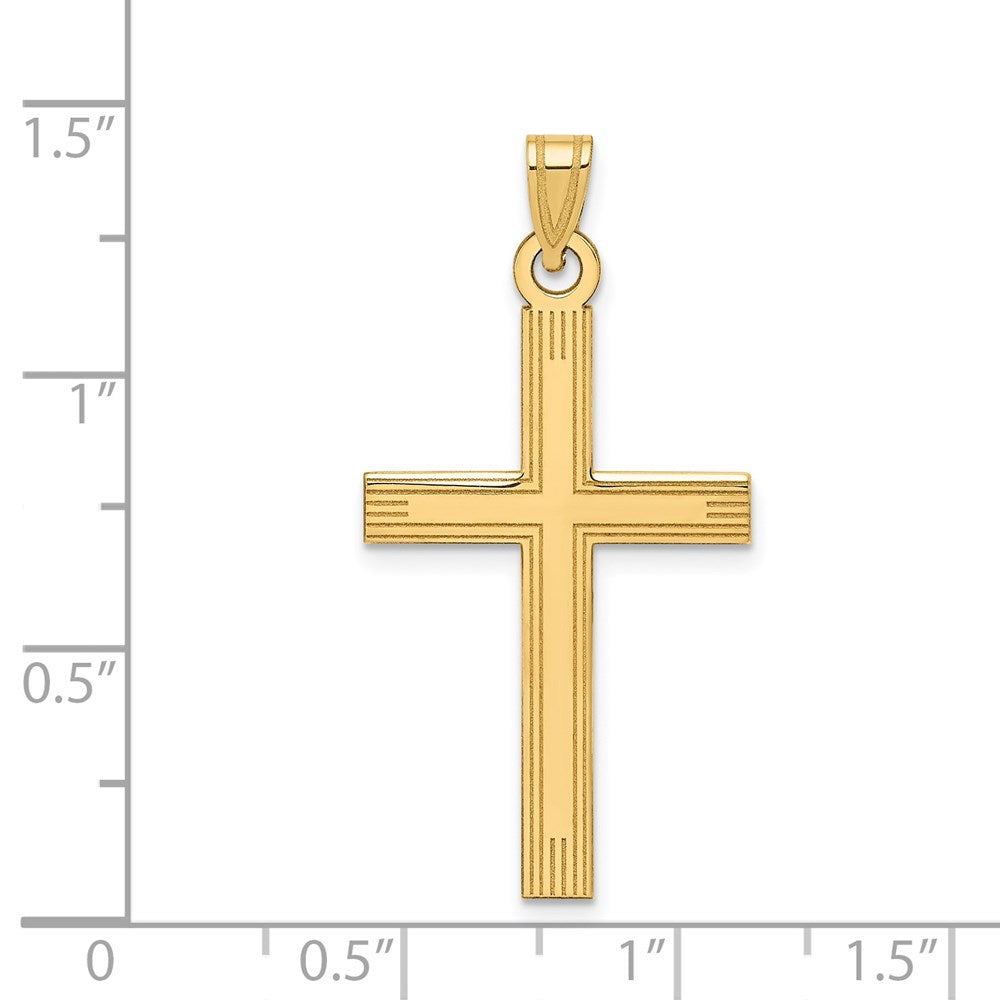 FJC Finejewelers 14 kt Yellow Gold Laser Etched Cross Charm 37 x 19 mm