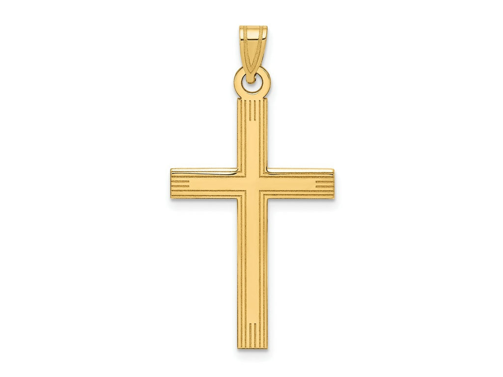 FJC Finejewelers 14 kt Yellow Gold Laser Etched Cross Charm 37 x 19 mm