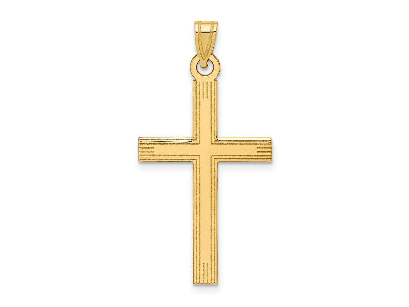 FJC Finejewelers 14 kt Yellow Gold Laser Etched Cross Charm 37 x 19 mm