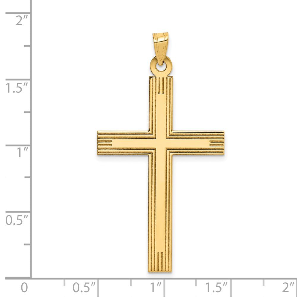 FJC Finejewelers 14 kt Yellow Gold Laser Etched Cross Charm 50 x 26 mm