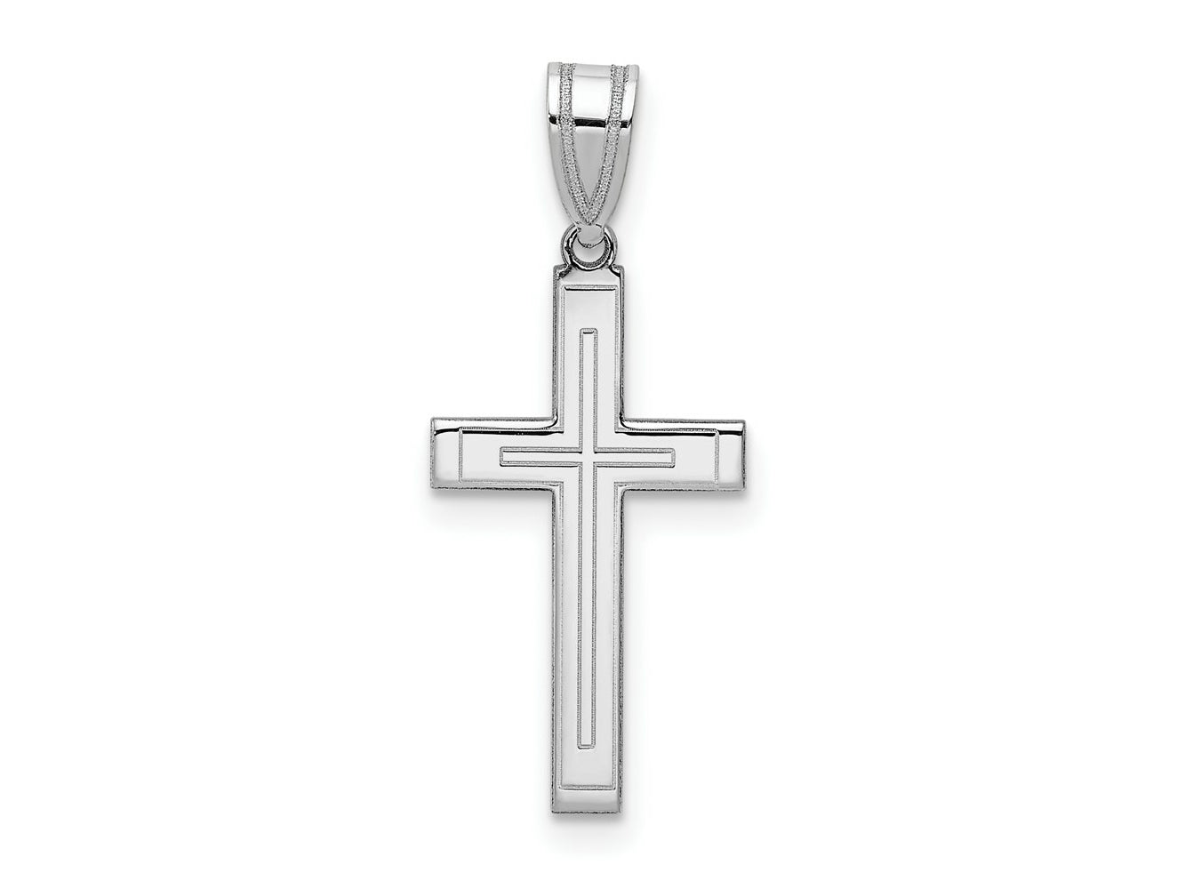 FJC Finejewelers 14 kt White Gold Religious Cross Charm 25 mm x 12 mm