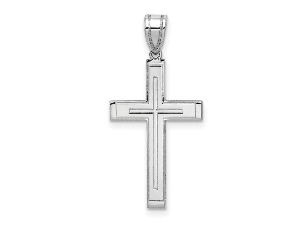 FJC Finejewelers 14 kt White Gold Polished Flat Back Cross Charm 29 x 15mm