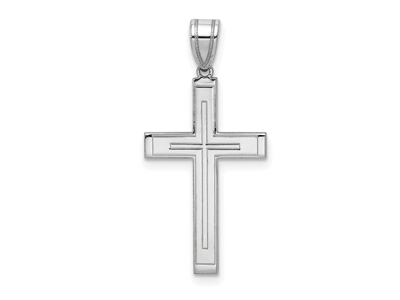 FJC Finejewelers 14 kt White Gold Polished Flat Back Cross Charm 29 x 15mm