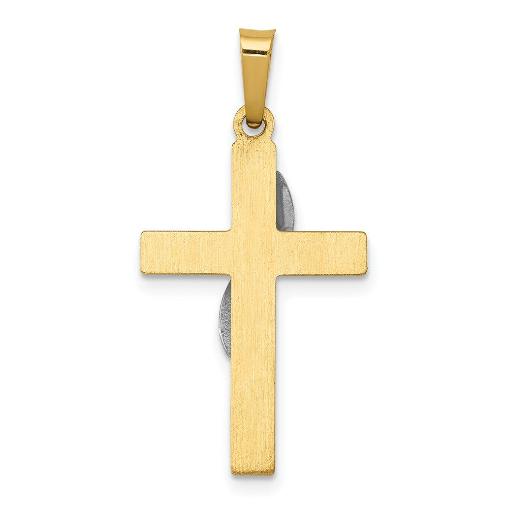 FJC Finejewelers 14 kt Two Tone Gold Two-Tone Hollow Cross with Drape Charm 28 x 14 mm