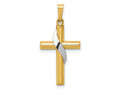 FJC Finejewelers 14 kt Two Tone Gold Two-Tone Hollow Cross with Drape Charm 28 x 14 mm