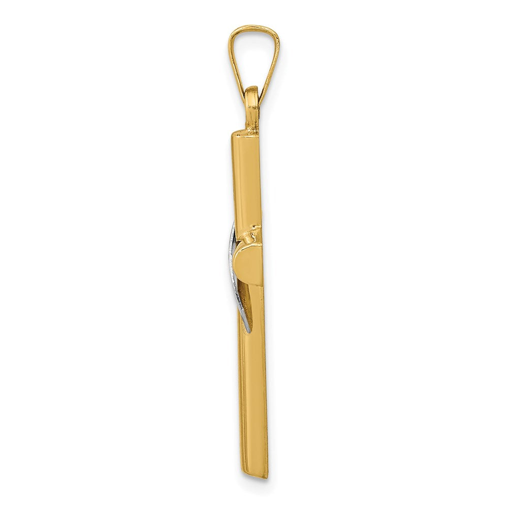 FJC Finejewelers 14 kt Two Tone Gold Two-Tone Hollow Cross with Drape Charm 33 x 16 mm