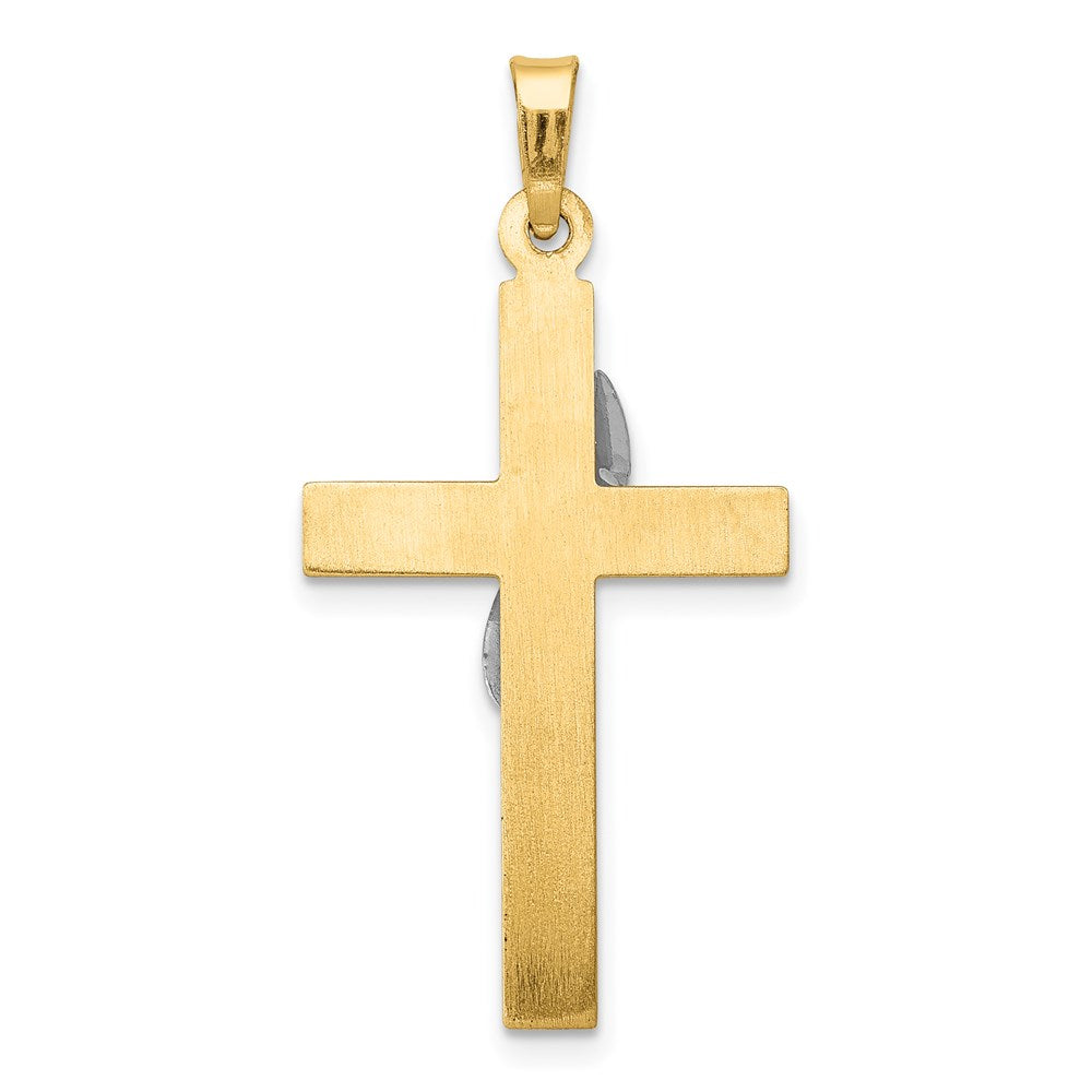 FJC Finejewelers 14 kt Two Tone Gold Two-Tone Hollow Cross with Drape Charm 33 x 16 mm