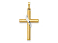 FJC Finejewelers 14 kt Two Tone Gold Two-Tone Hollow Cross with Drape Charm 33 x 16 mm