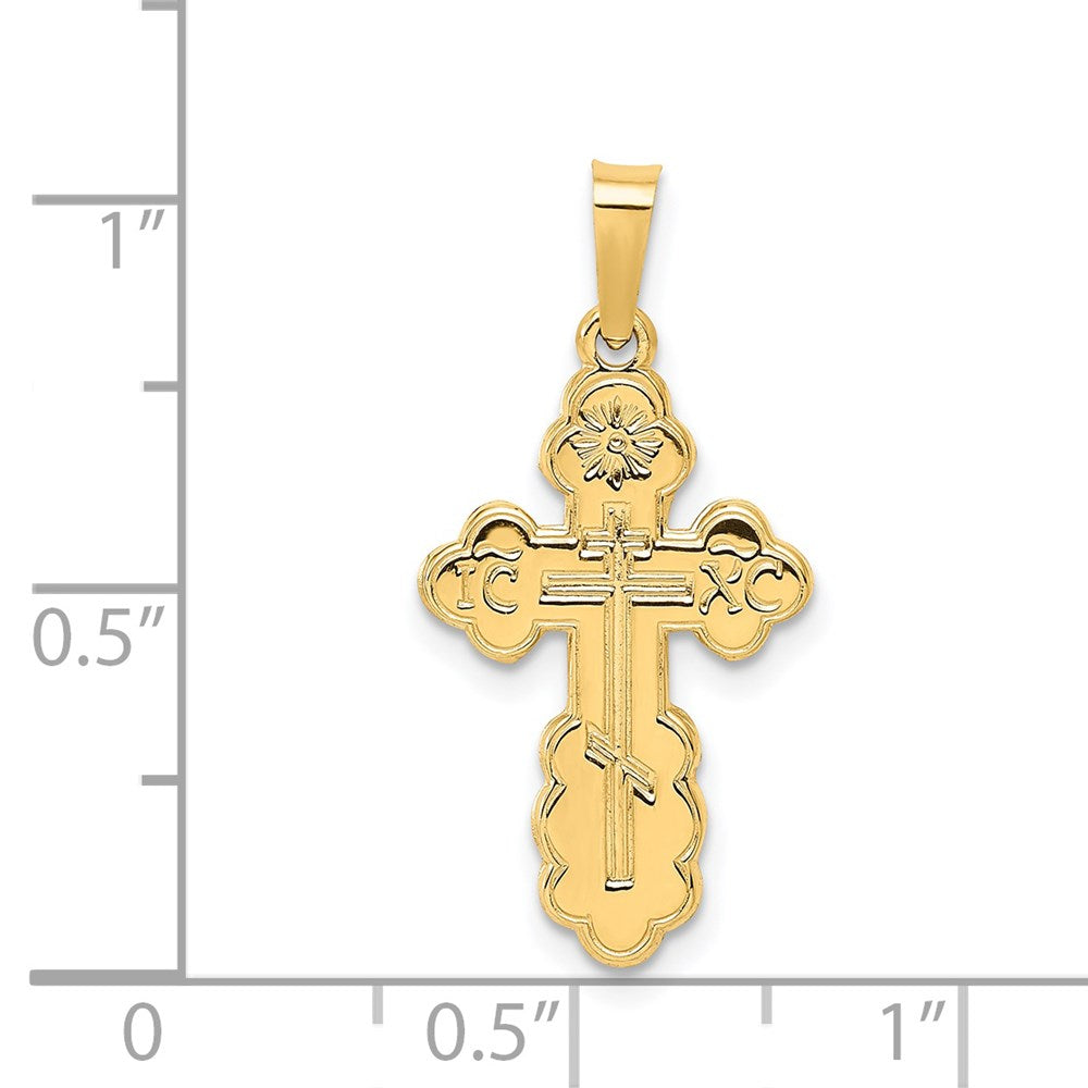 FJC Finejewelers 14 kt Yellow Gold Eastern Orthodox Cross Charm 27 x 13 mm