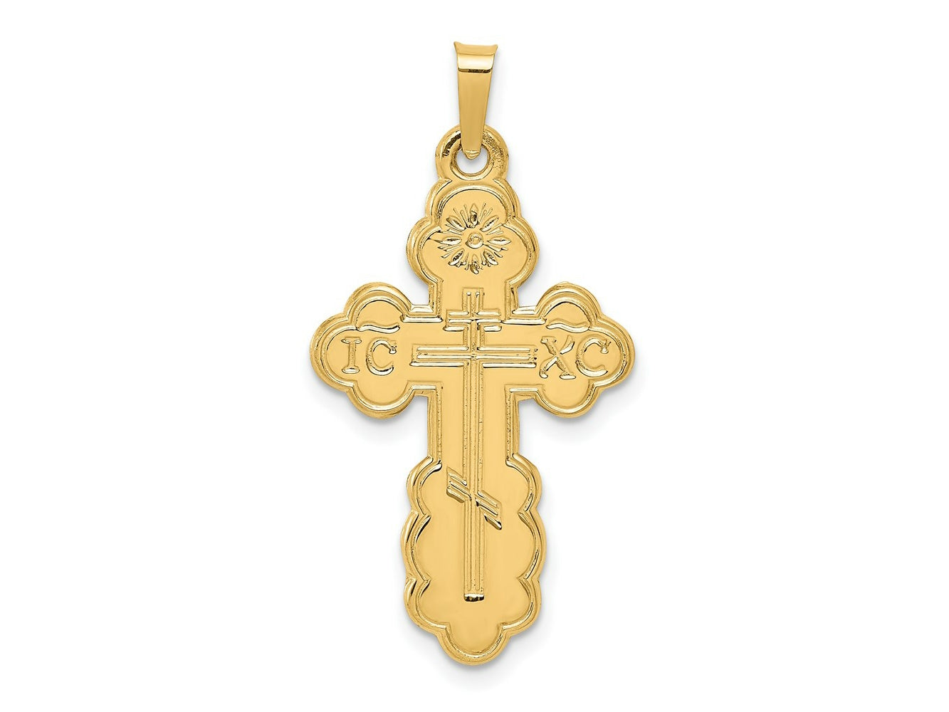 FJC Finejewelers 14 kt Yellow Gold Eastern Orthodox Cross Charm 34 x 18 mm