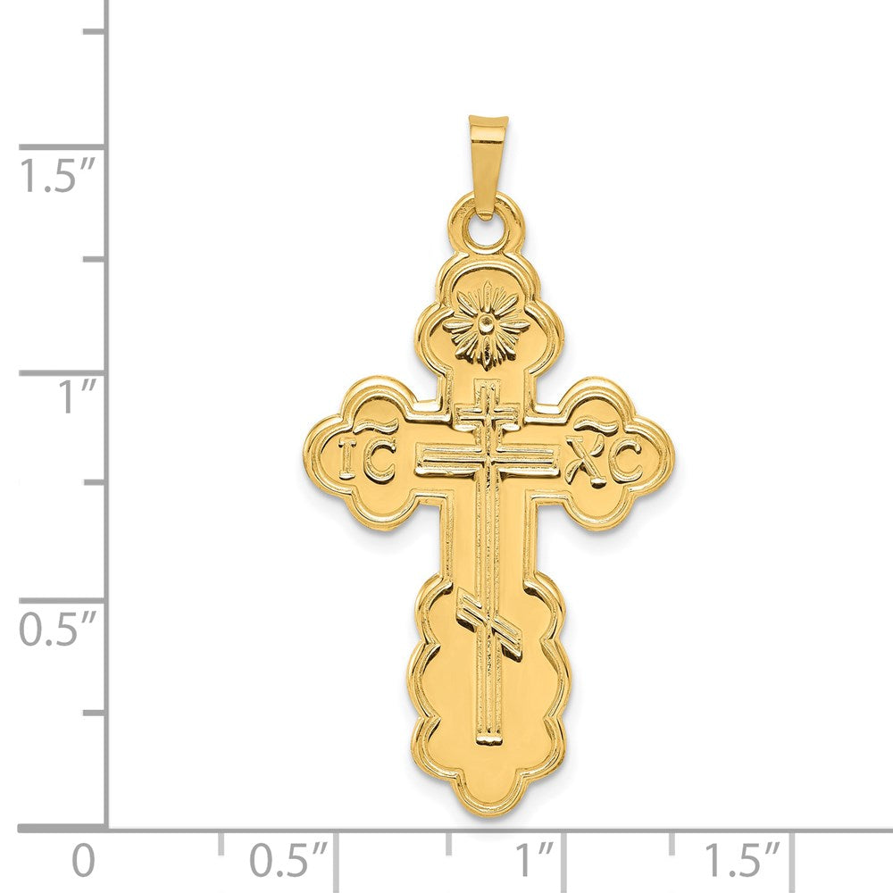 FJC Finejewelers 14 kt Yellow Gold Eastern Orthodox Cross Charm 40 x 22 mm