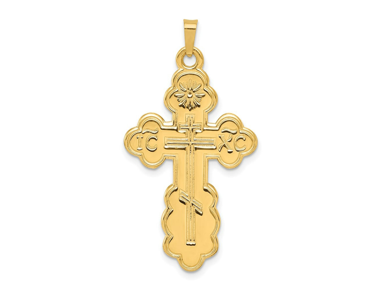 FJC Finejewelers 14 kt Yellow Gold Eastern Orthodox Cross Charm 40 x 22 mm