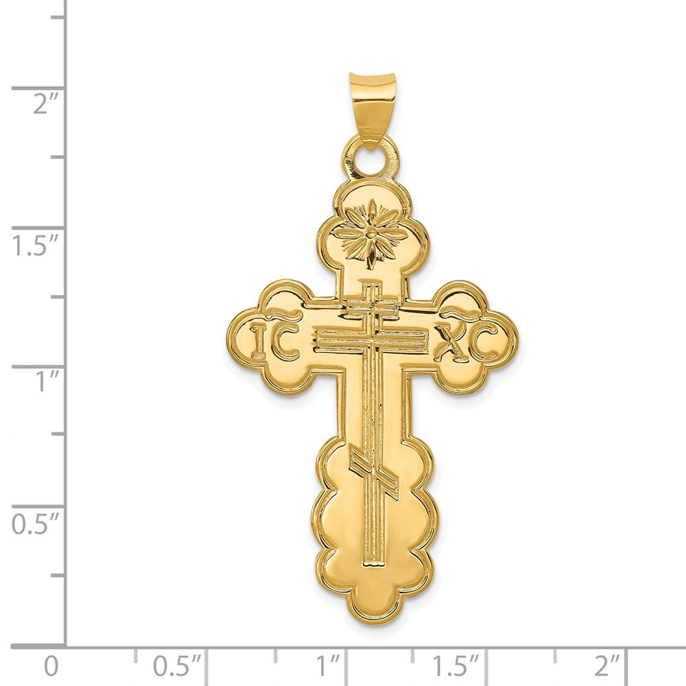 FJC Finejewelers 14 kt Yellow Gold Eastern Orthodox Cross Charm 50 x 26 mm