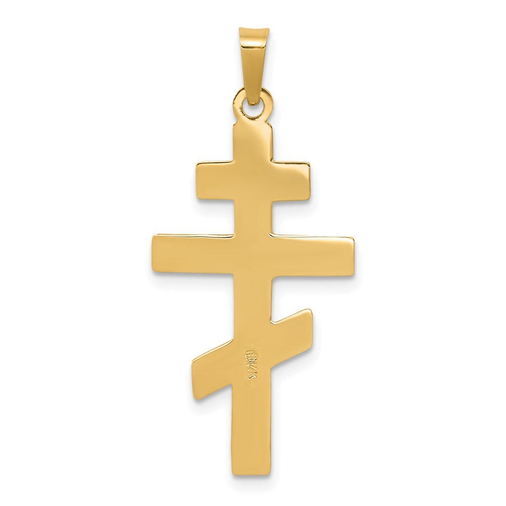 FJC Finejewelers 14 kt Yellow Gold Eastern Orthodox Cross with Heart Charm 34 x 16 mm