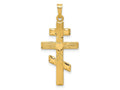 FJC Finejewelers 14 kt Yellow Gold Eastern Orthodox Cross with Heart Charm 34 x 16 mm