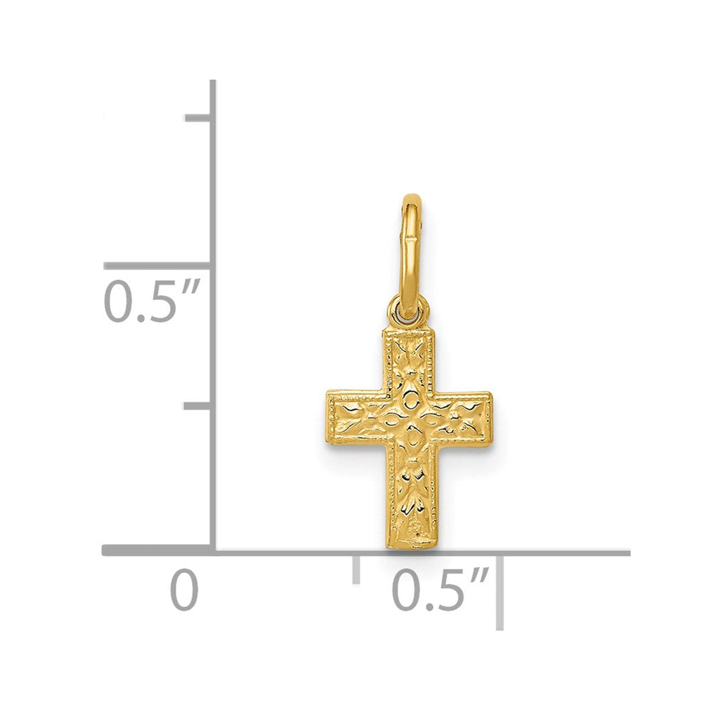 FJC Finejewelers 14 kt Yellow Gold Floral Cross Charm 15 x 13 mm