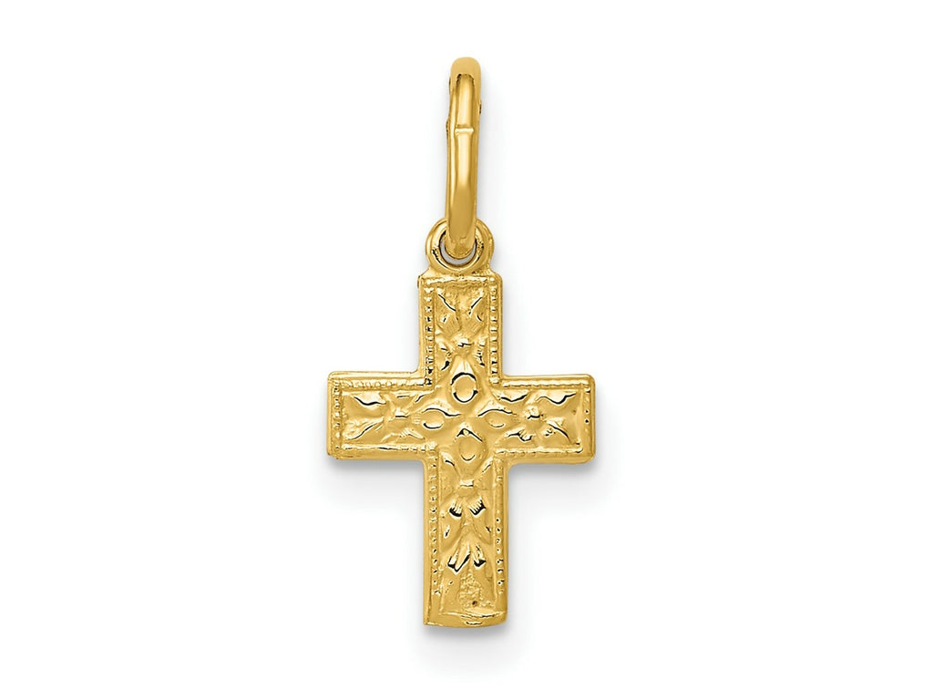 FJC Finejewelers 14 kt Yellow Gold Floral Cross Charm 15 x 13 mm