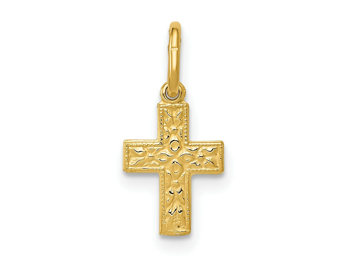 FJC Finejewelers 14 kt Yellow Gold Floral Cross Charm 15 x 13 mm