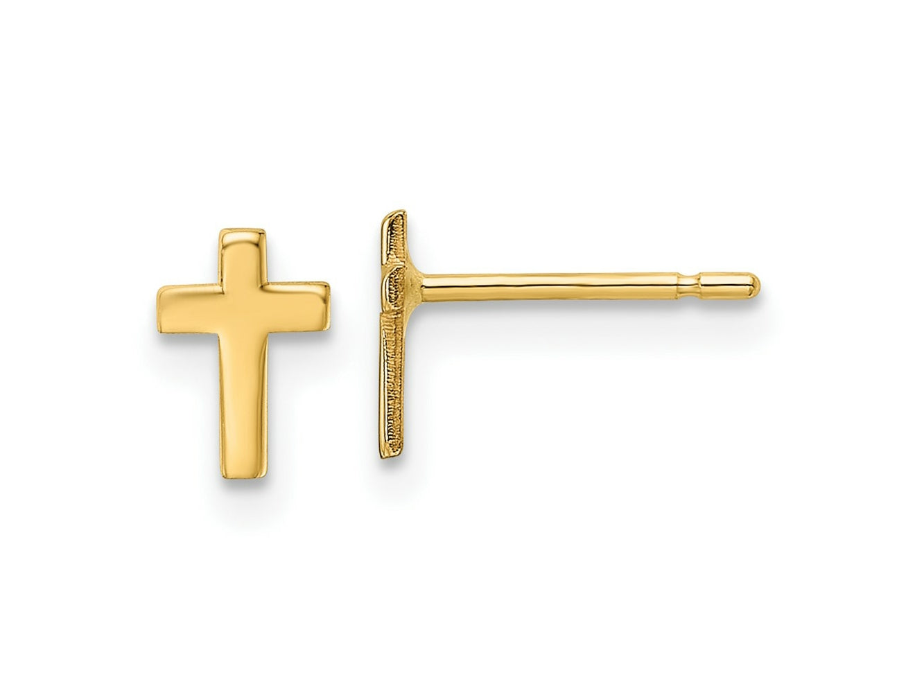 FJC Finejewelers 14 kt Yellow Gold Button Polished Cross Post Earrings 6 x 5 mm