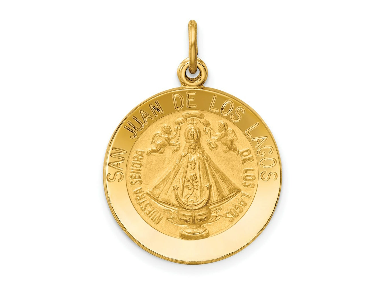 FJC Finejewelers 14 kt Yellow Gold Our Lady of San Juan Medal Charm 25 x 18 mm