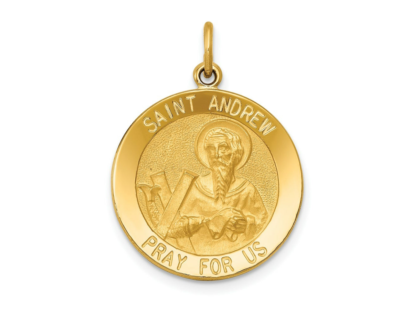 FJC Finejewelers 14 kt Yellow Gold Saint Andrew Medal Charm 26 x 19 mm