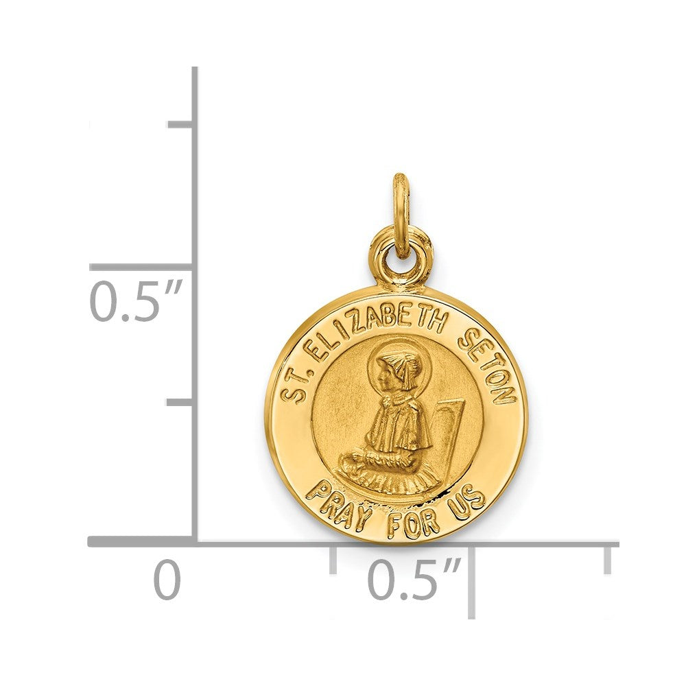 FJC Finejewelers 14 kt Yellow Gold Saint Elizabeth Seton Medal Charm 17 x 12 mm
