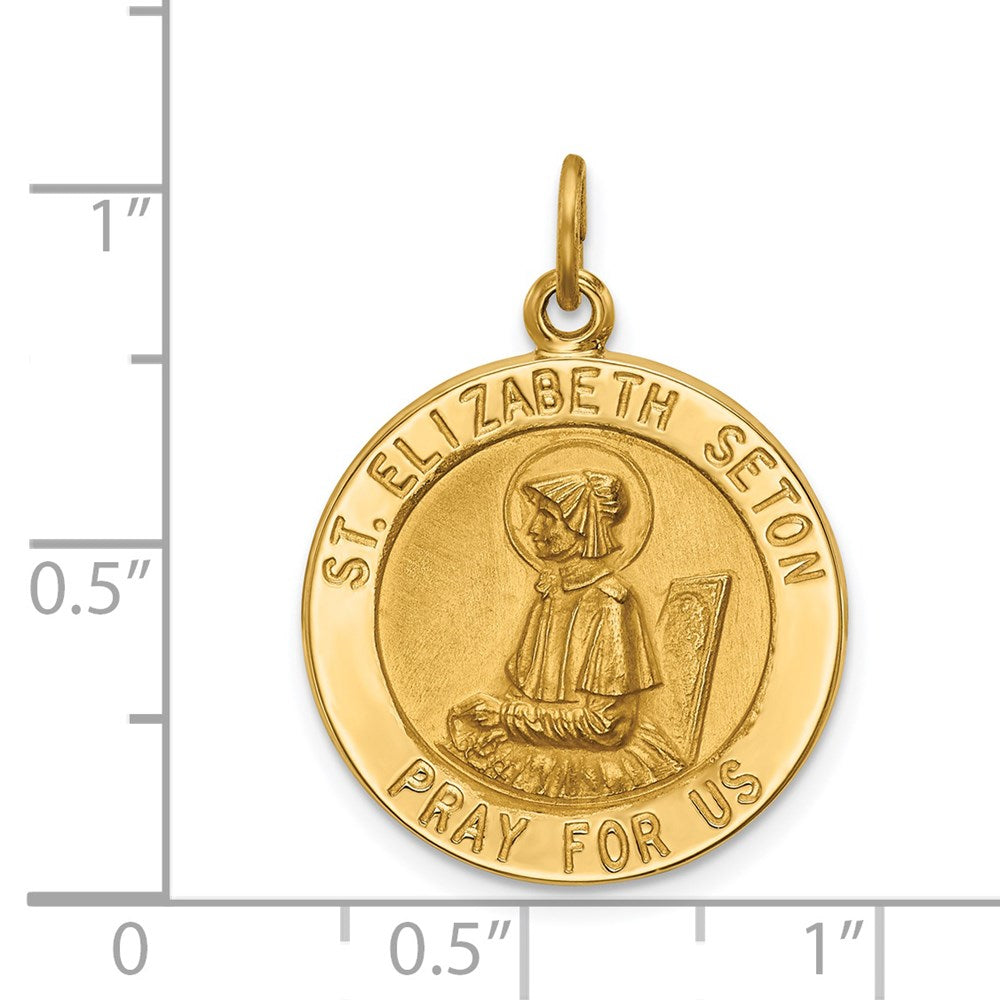 FJC Finejewelers 14 kt Yellow Gold Saint Elizabeth Seton Medal Charm 26 x 19 mm
