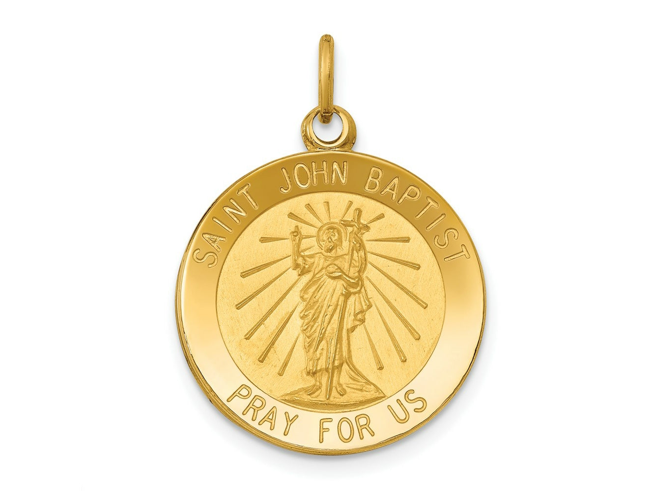 FJC Finejewelers 14 kt Yellow Gold Saint John Baptist Medal Charm 25 x 19 mm