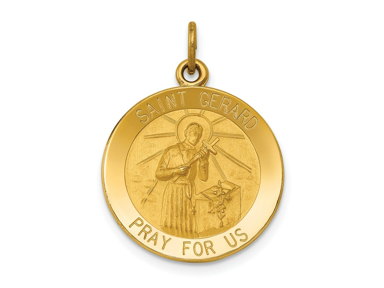 FJC Finejewelers 14 kt Yellow Gold Saint Gerard Medal Charm 24 x 19 mm