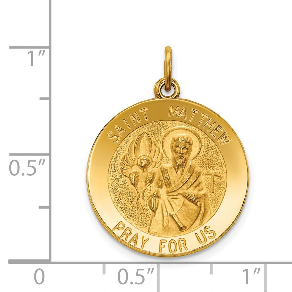 FJC Finejewelers 14 kt Yellow Gold Saint Matthew Medal Charm 27 x 19 mm