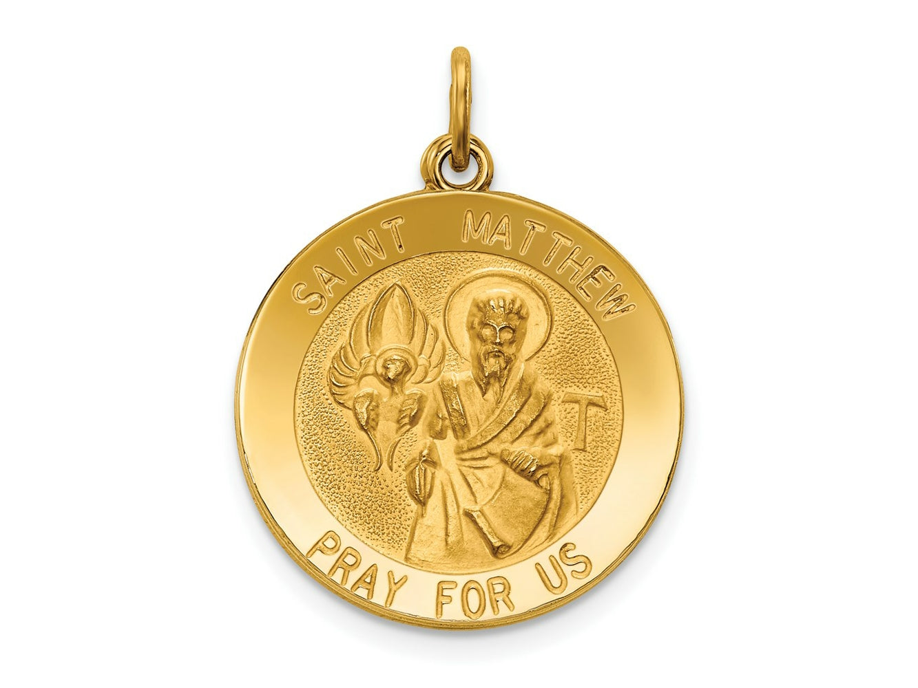 FJC Finejewelers 14 kt Yellow Gold Saint Matthew Medal Charm 27 x 19 mm