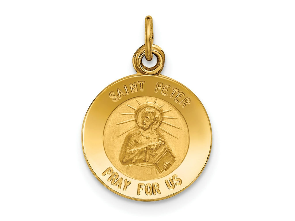 FJC Finejewelers 14 kt Yellow Gold Saint Peter Medal Charm 19 x 12 mm
