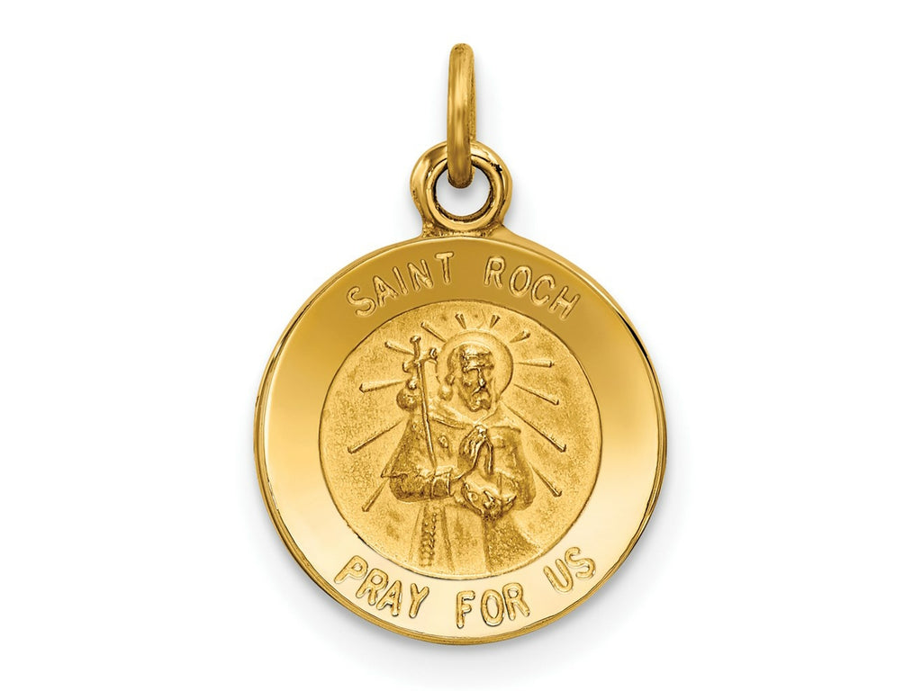 FJC Finejewelers 14 kt Yellow Gold Saint Roch Medal Charm 19 x 12 mm