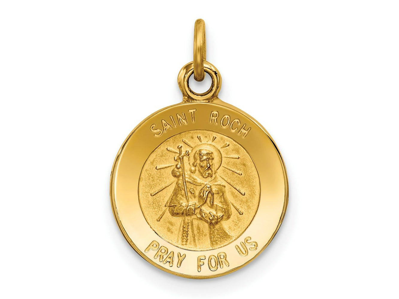 FJC Finejewelers 14 kt Yellow Gold Saint Roch Medal Charm 19 x 12 mm
