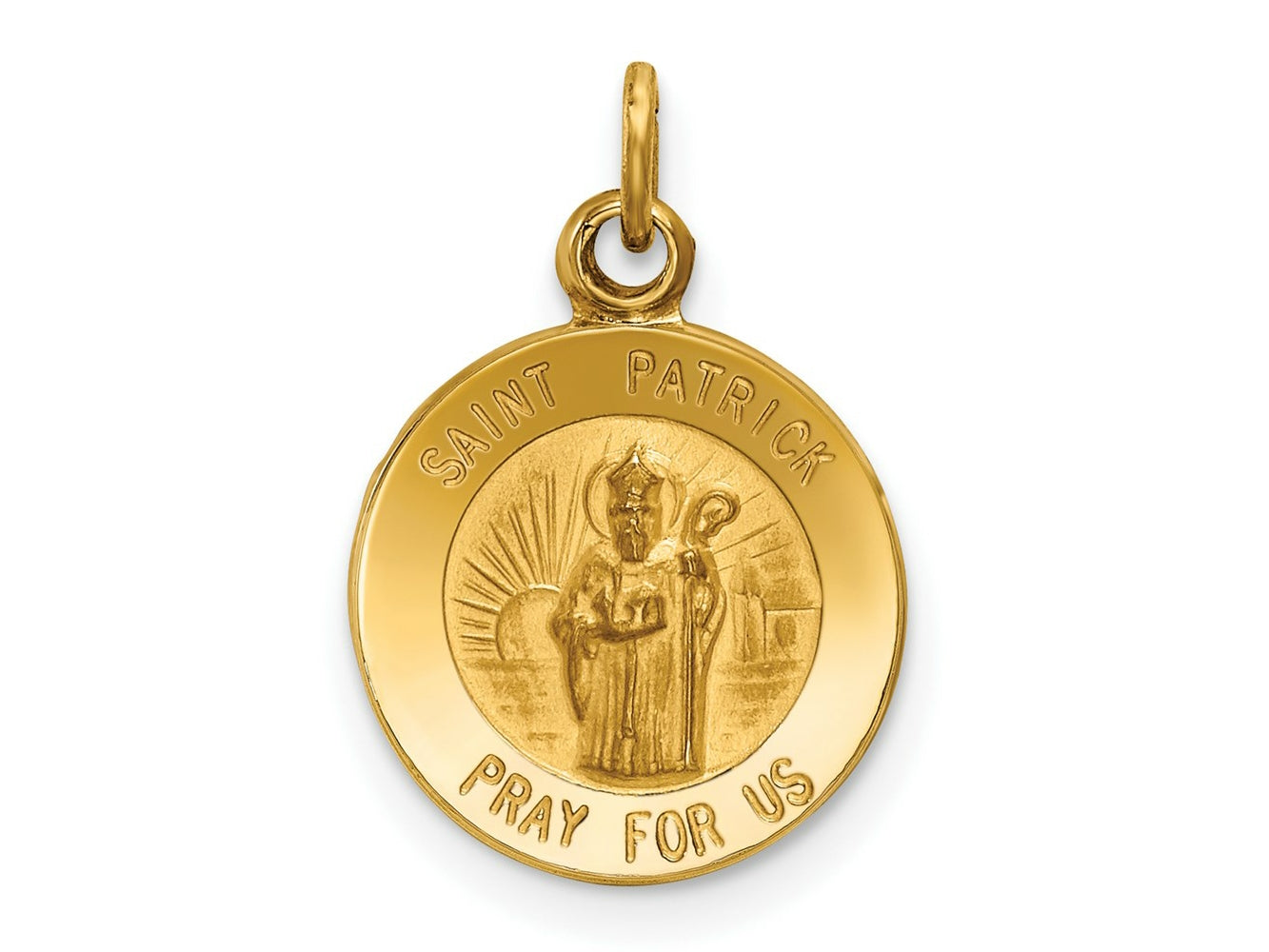 FJC Finejewelers 14 kt Yellow Gold Saint Patrick Medal Charm 19 x 12 mm