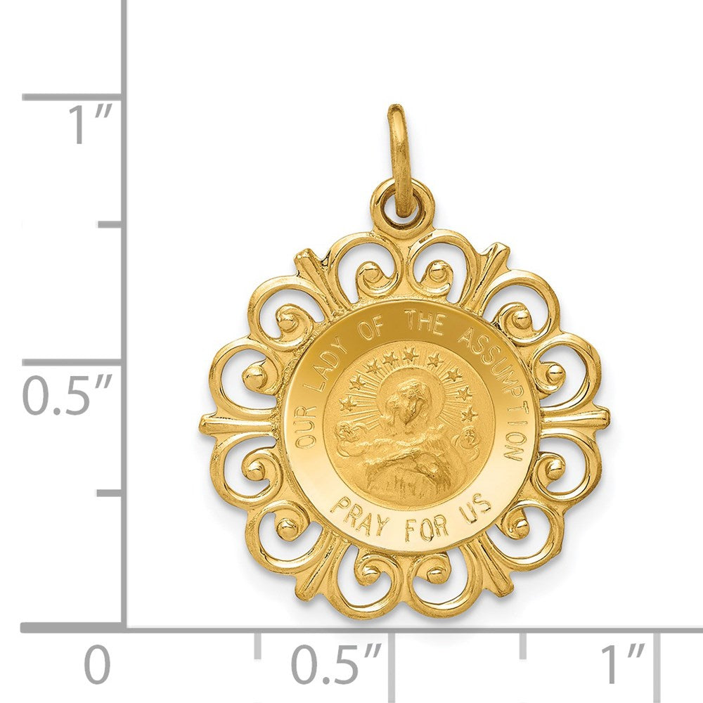 FJC Finejewelers 14 kt Yellow Gold Our Lady Of The Assumption Medal Charm 23 x 19 mm