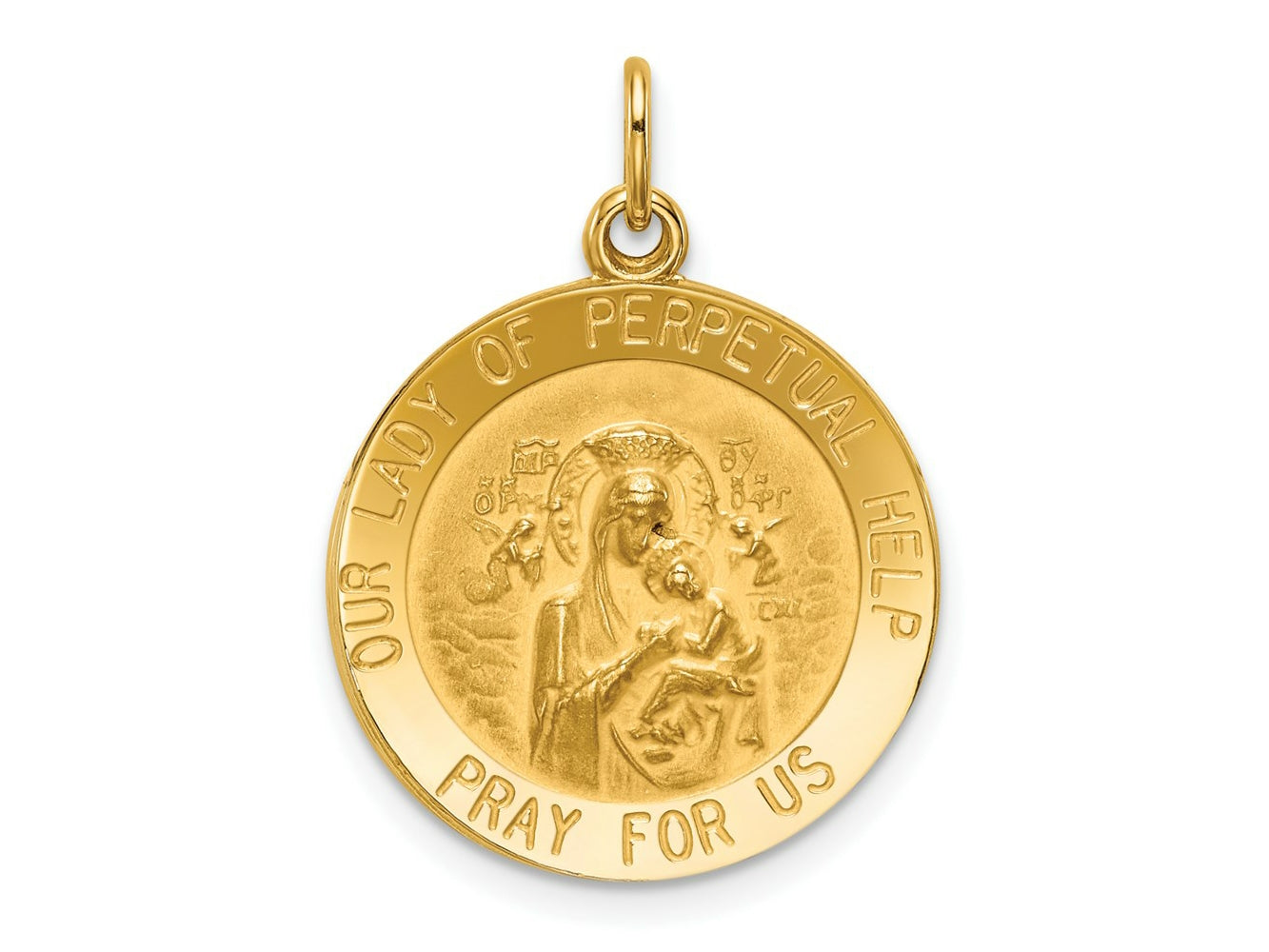 FJC Finejewelers 14 kt Yellow Gold Our Lady of Perpetual Help Medal Charm 25 x 18 mm