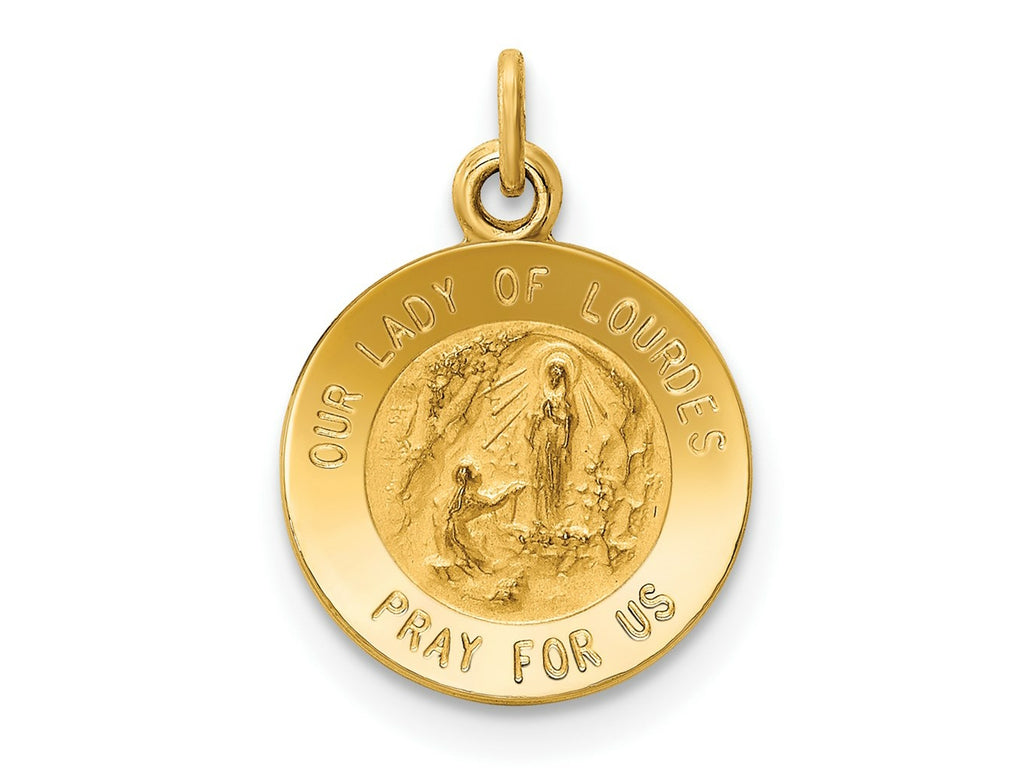FJC Finejewelers 14 kt Yellow Gold Our Lady of Lourdes Medal Charm 16 x 12 mm