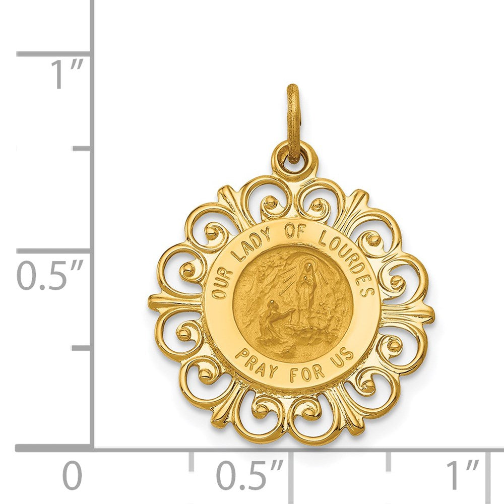 FJC Finejewelers 14 kt Yellow Gold Our Lady of Lourdes Medal Charm 24 x 19 mm