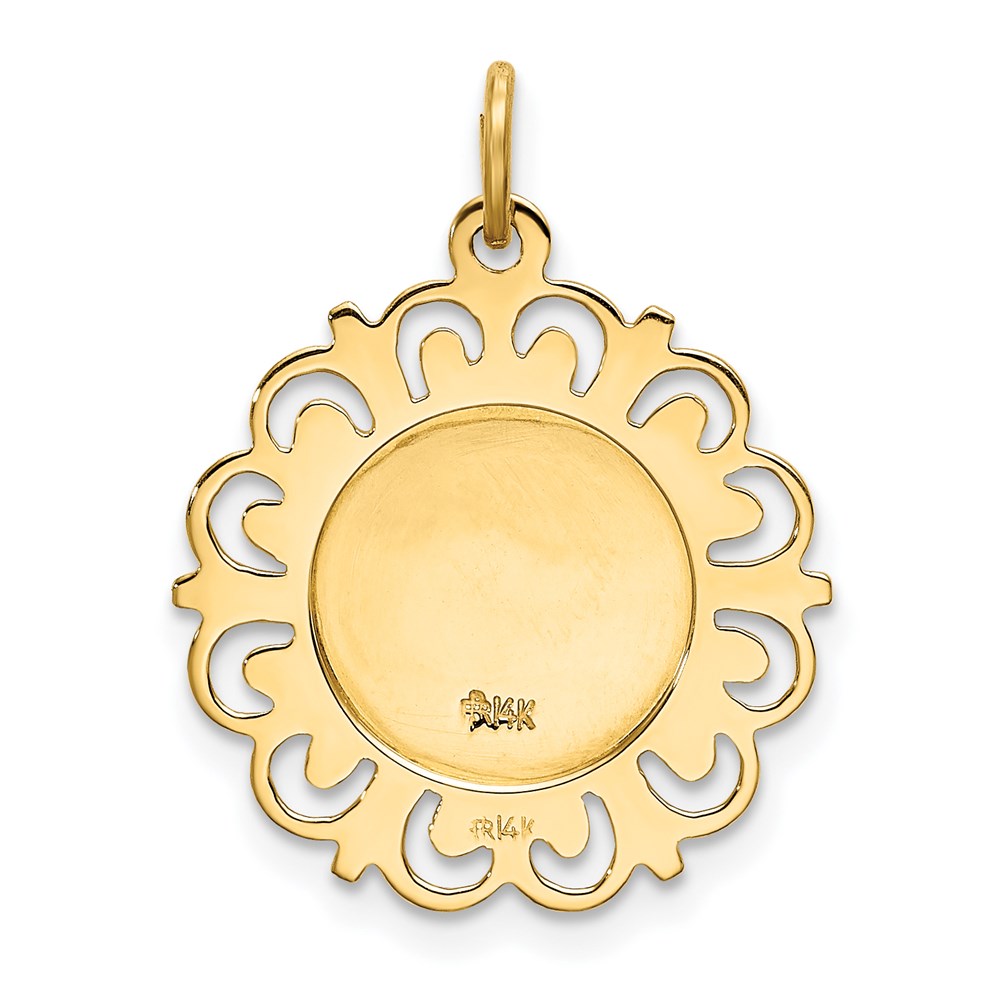FJC Finejewelers 14 kt Yellow Gold Our Lady of Lourdes Medal Charm 24 x 19 mm