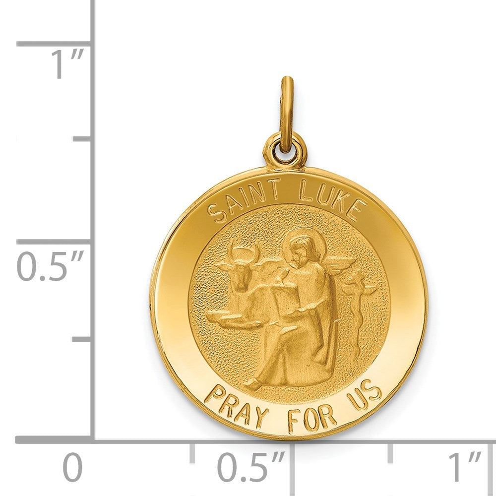 FJC Finejewelers 14 kt Yellow Gold Saint Luke Medal Charm 23 x 18 mm