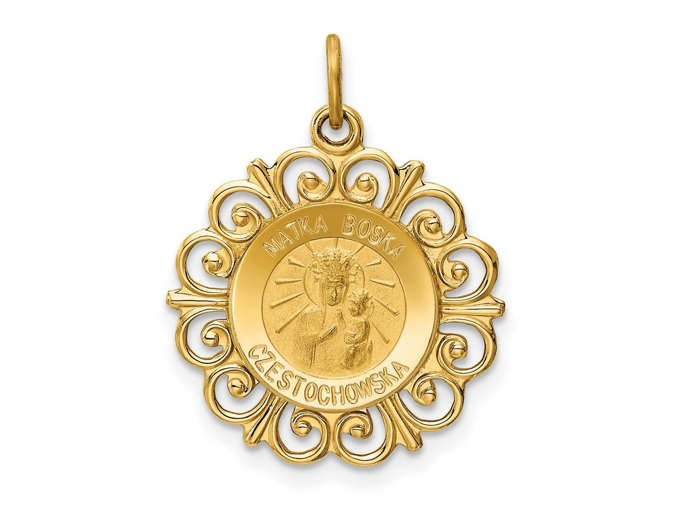 FJC Finejewelers 14 kt Yellow Gold Matka Boska Medal Charm 23 x 18 mm