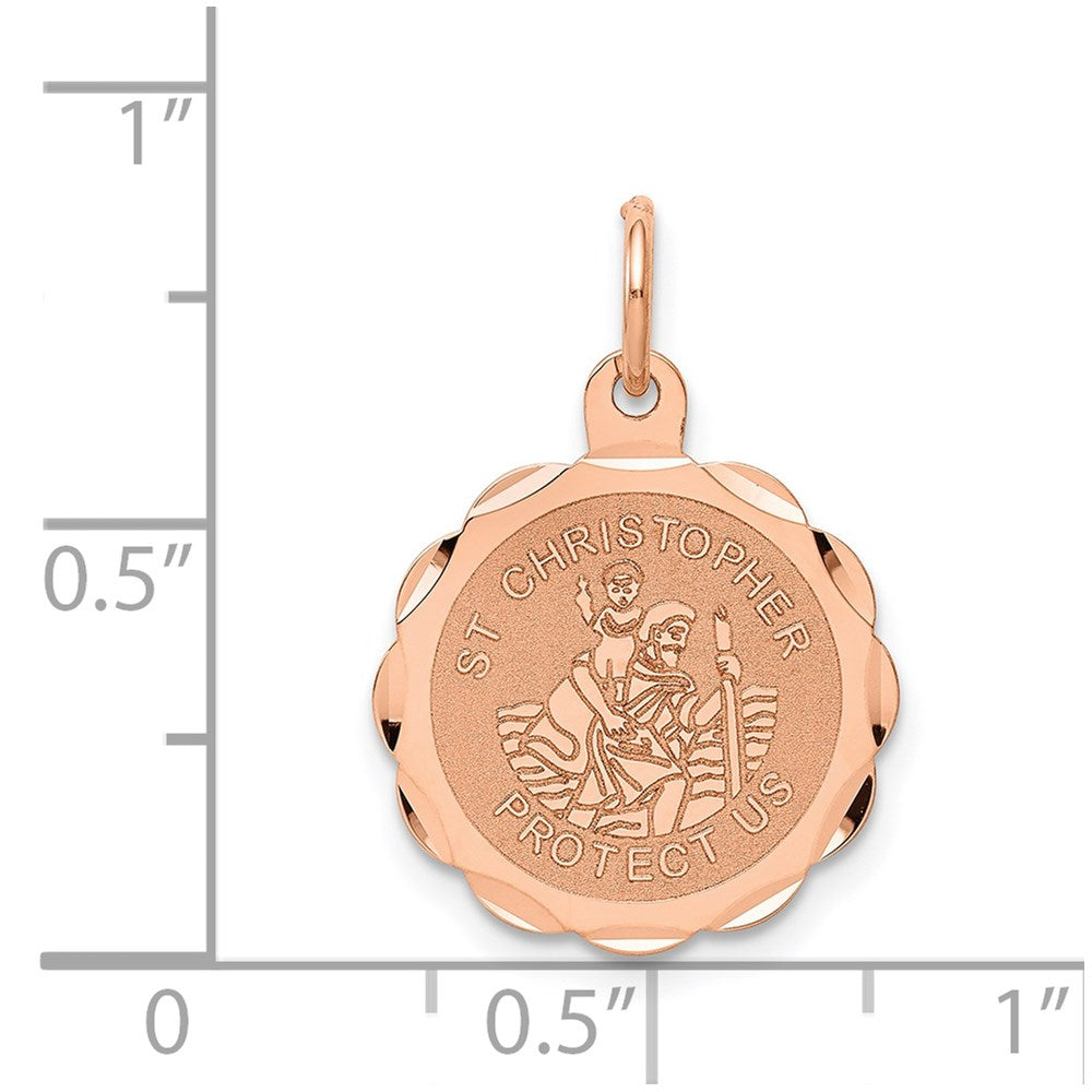FJC Finejewelers 14 kt Rose Gold Saint Christopher Medal Charm 22 mm x 16 mm